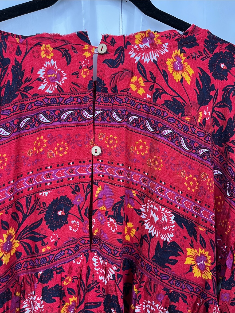 Easel The Perfect Escape Womens Tunic L Red White Floral Babydoll 1/2 Sleeve NWT - Picture 7 of 11